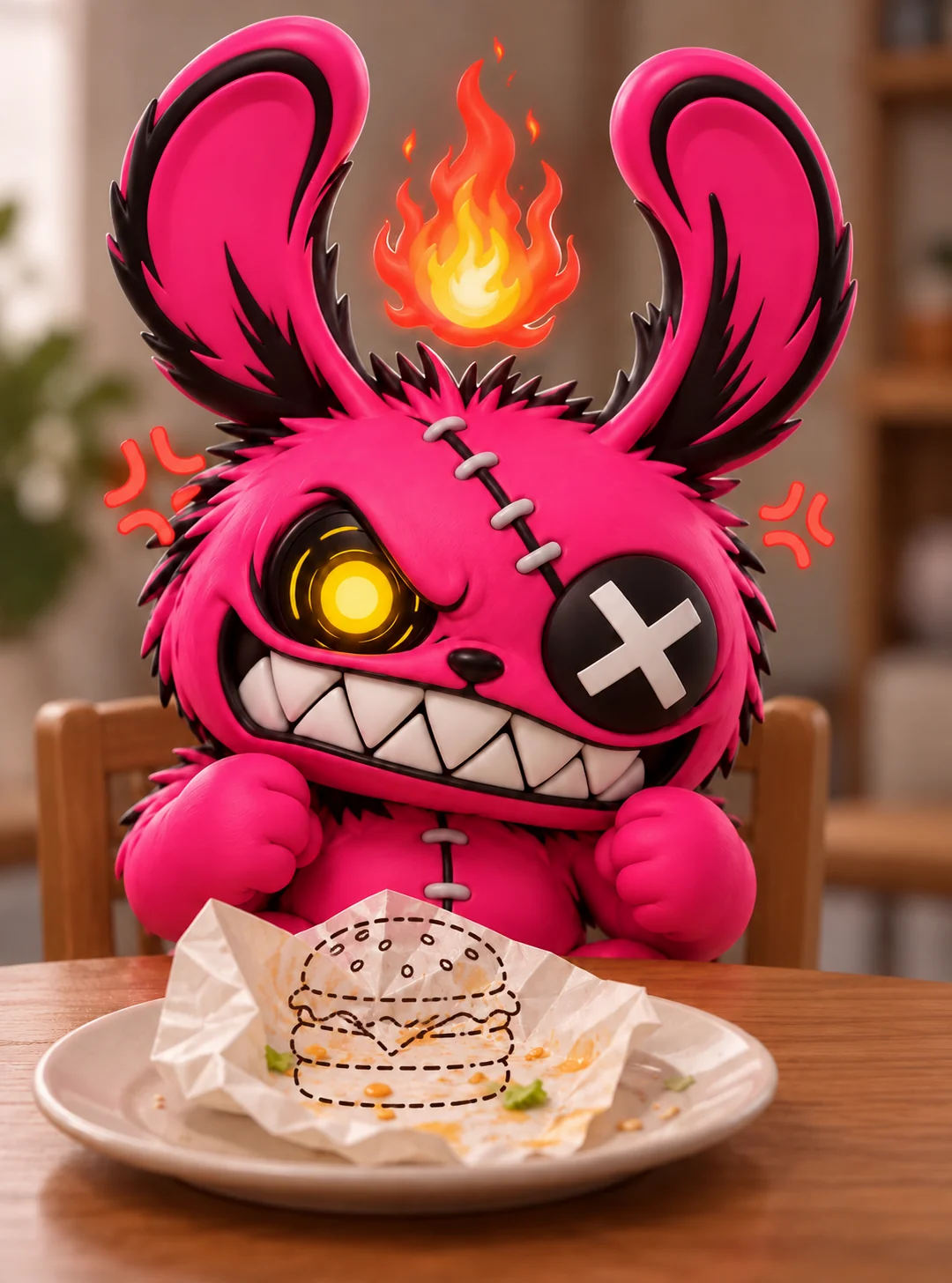 バーガーを食べ終えたギギギ